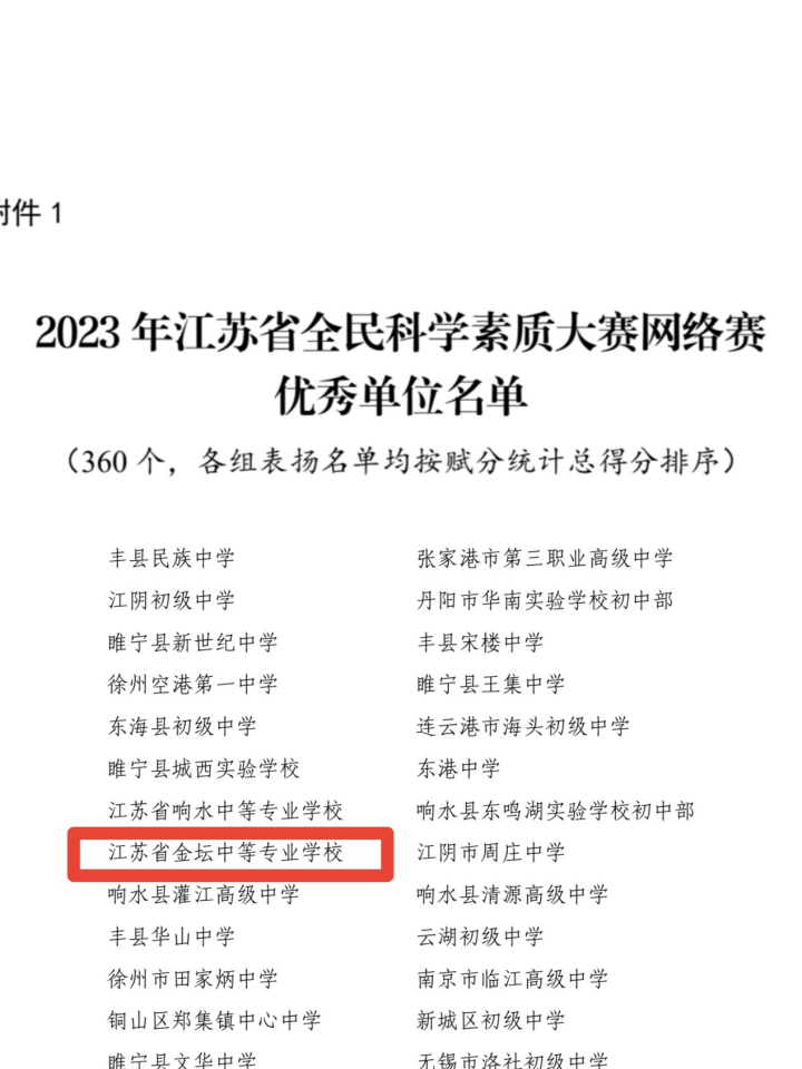 我校获评2023年江苏省全民科学素质大赛网络赛优秀单位